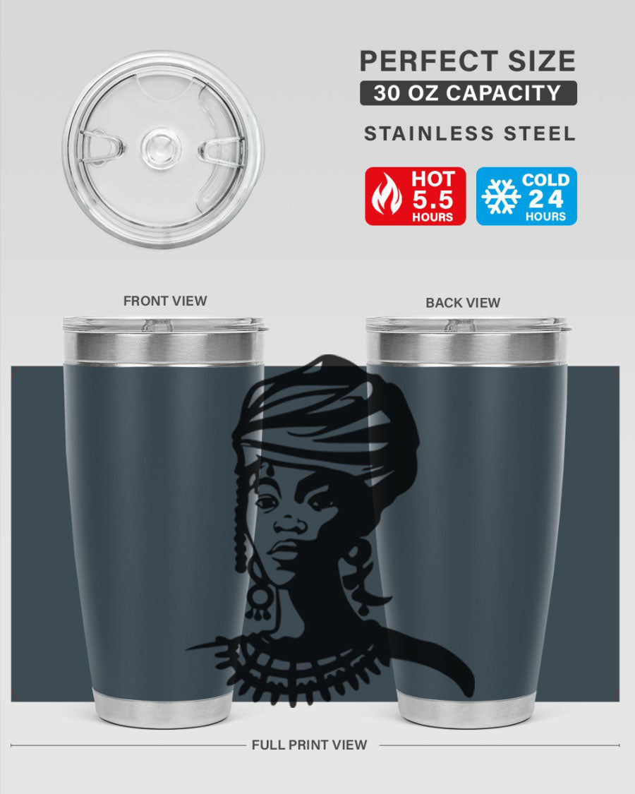 Black women - queen 53# tumbler featuring double wall vacuum stainless steel design, perfect for hot and cold beverages.