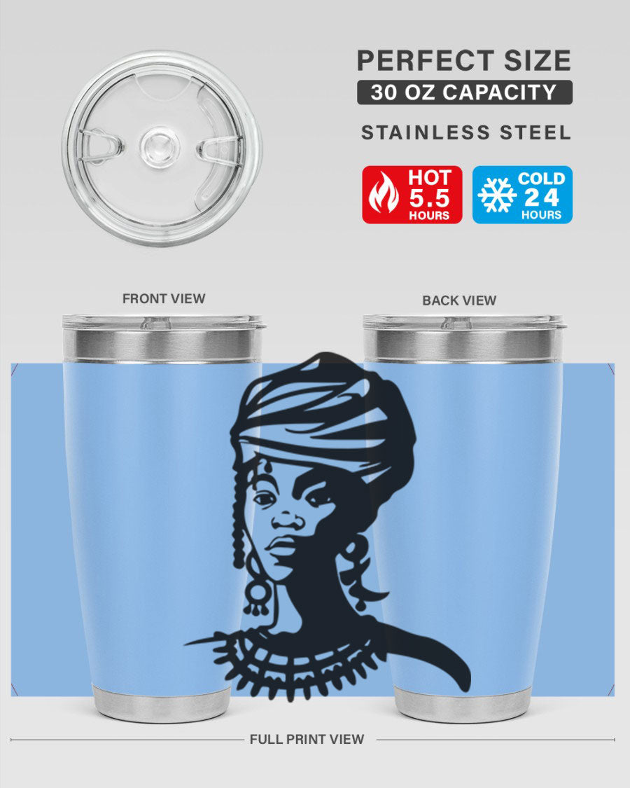 Black women - queen 53# tumbler featuring double wall vacuum stainless steel design, perfect for hot and cold beverages.