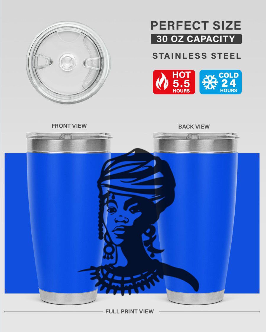 Black women - queen 53# tumbler featuring double wall vacuum stainless steel design, perfect for hot and cold beverages.