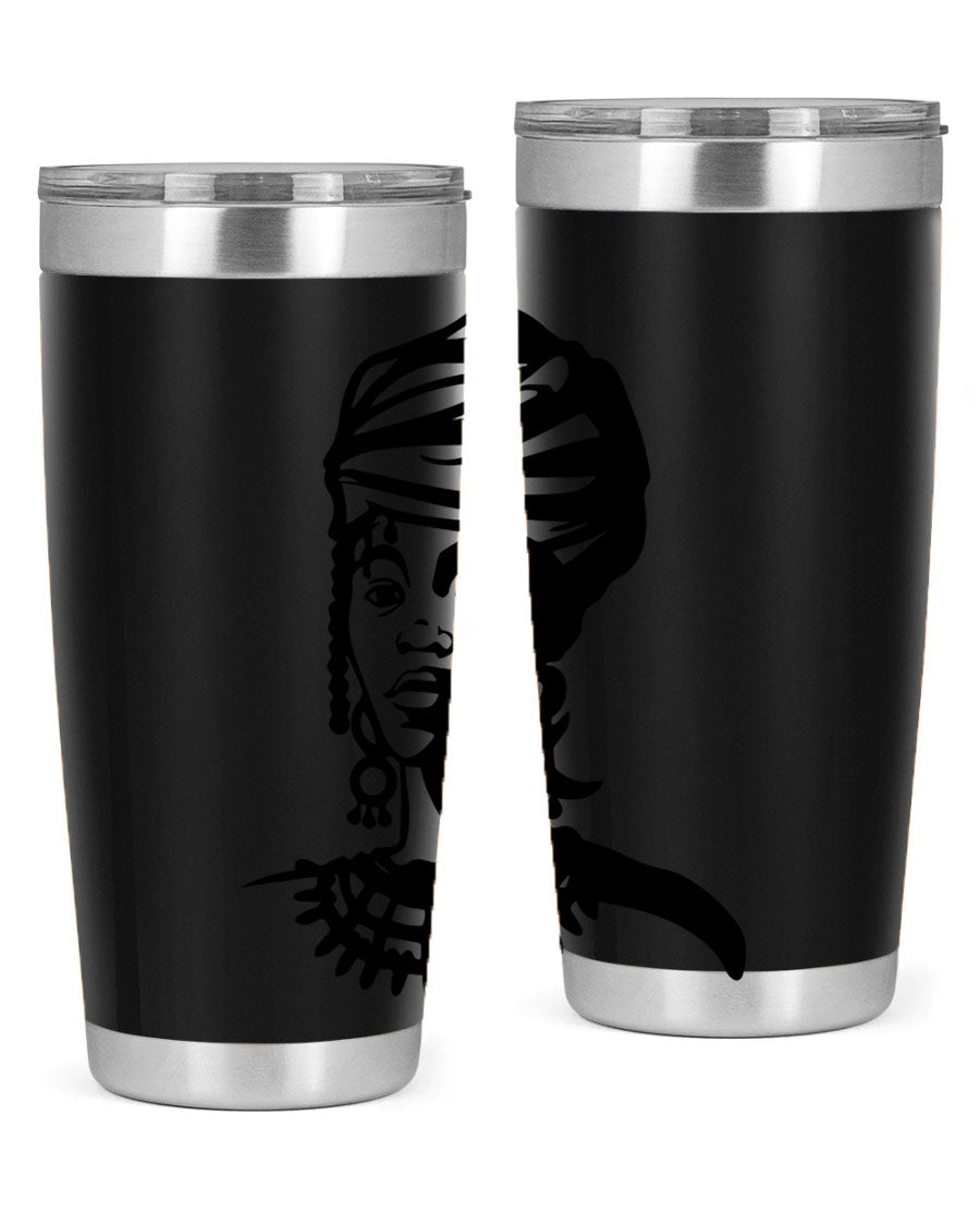 Black women - queen 53# tumbler featuring double wall vacuum stainless steel design, perfect for hot and cold beverages.