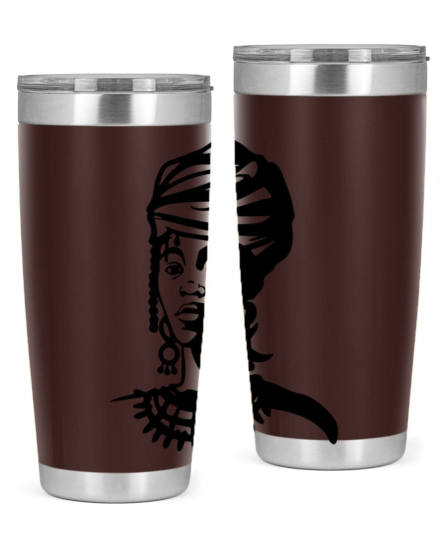 Black women - queen 53# tumbler featuring double wall vacuum stainless steel design, perfect for hot and cold beverages.