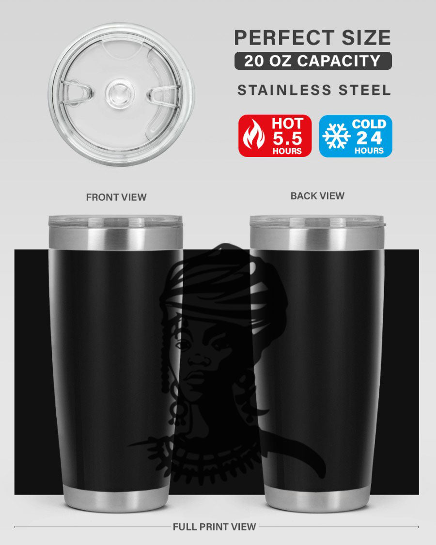 Black women - queen 53# tumbler featuring double wall vacuum stainless steel design, perfect for hot and cold beverages.