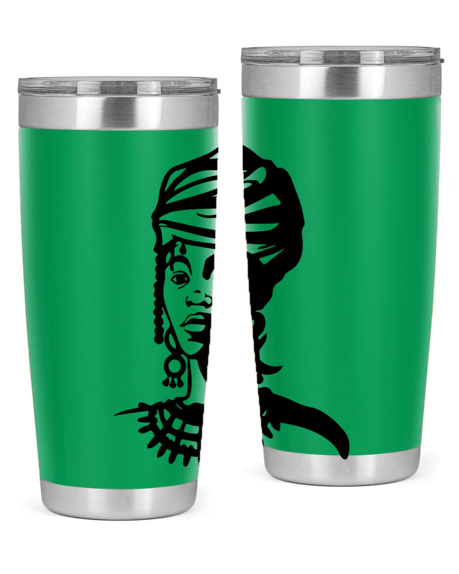 Black women - queen 53# tumbler featuring double wall vacuum stainless steel design, perfect for hot and cold beverages.