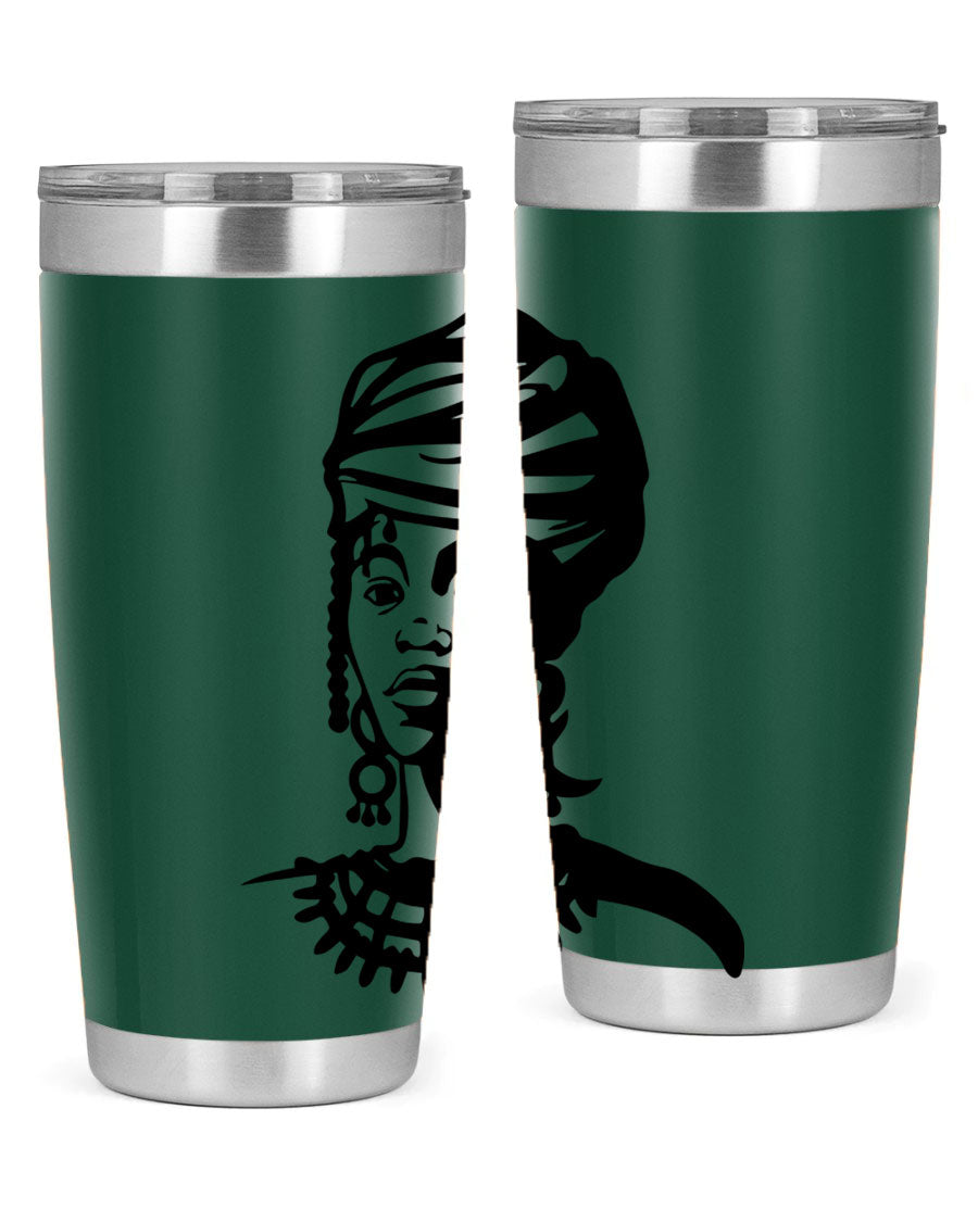 Black women - queen 53# tumbler featuring double wall vacuum stainless steel design, perfect for hot and cold beverages.