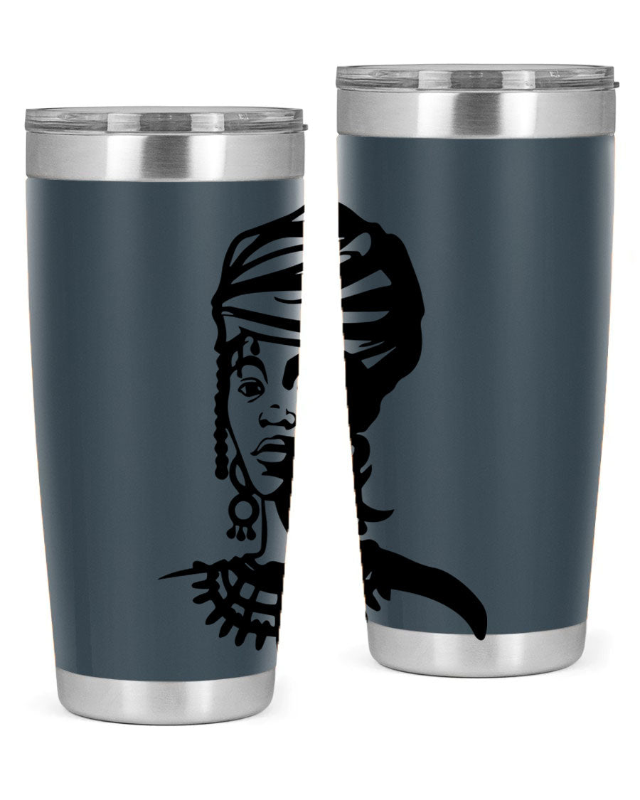 Black women - queen 53# tumbler featuring double wall vacuum stainless steel design, perfect for hot and cold beverages.