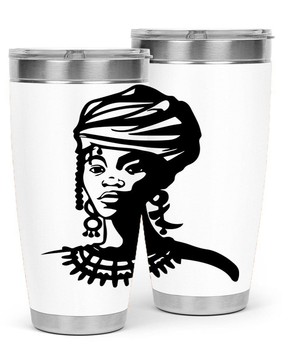 Black women - queen 53# tumbler featuring double wall vacuum stainless steel design, perfect for hot and cold beverages.