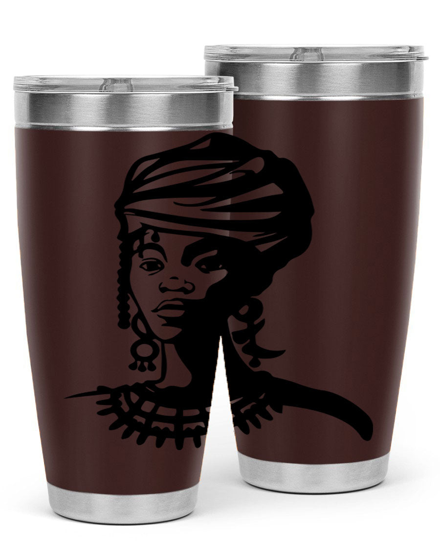 Black women - queen 53# tumbler featuring double wall vacuum stainless steel design, perfect for hot and cold beverages.