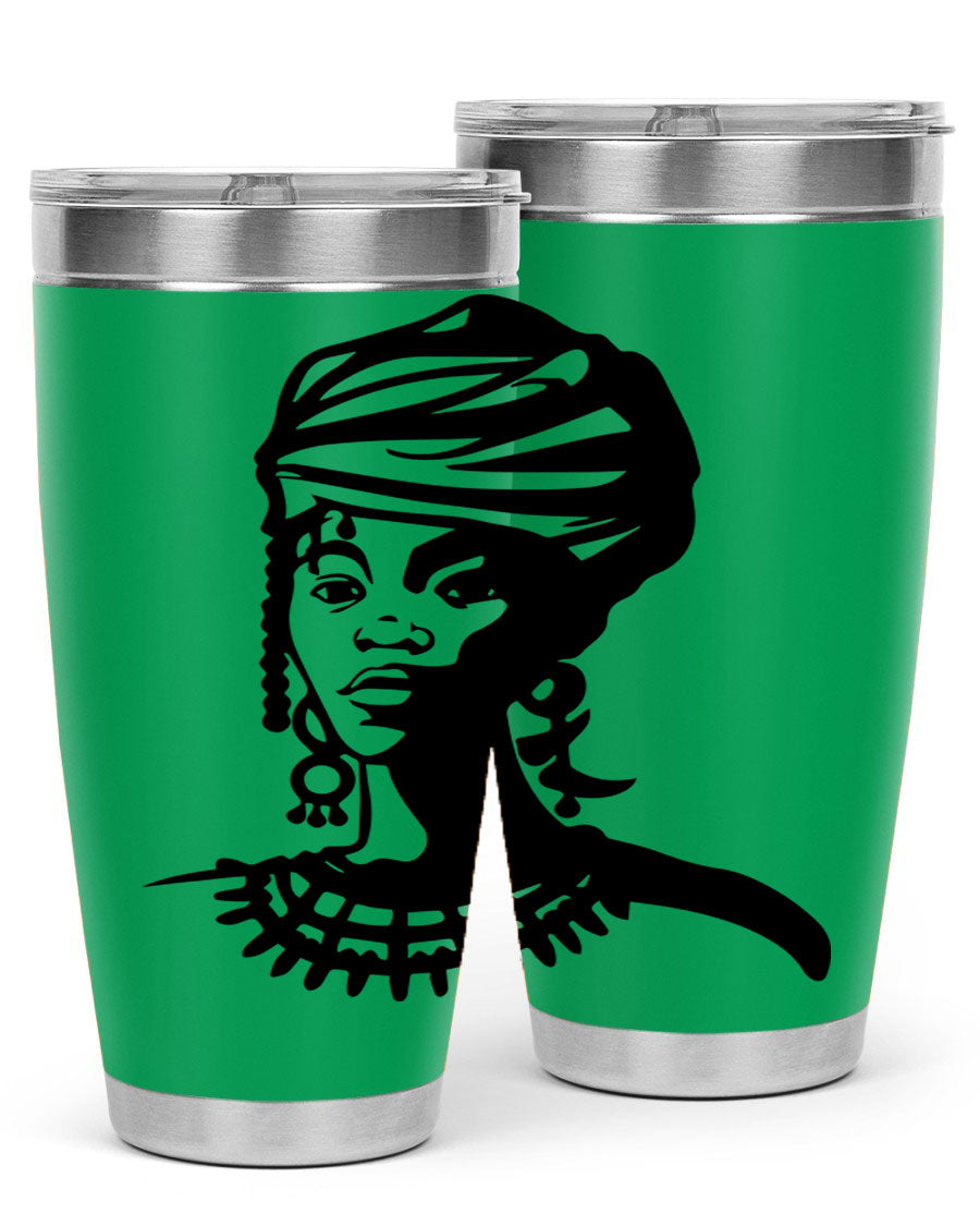 Black women - queen 53# tumbler featuring double wall vacuum stainless steel design, perfect for hot and cold beverages.