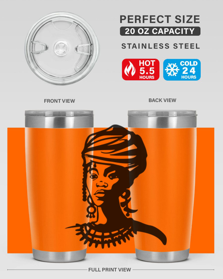 Black women - queen 53# tumbler featuring double wall vacuum stainless steel design, perfect for hot and cold beverages.