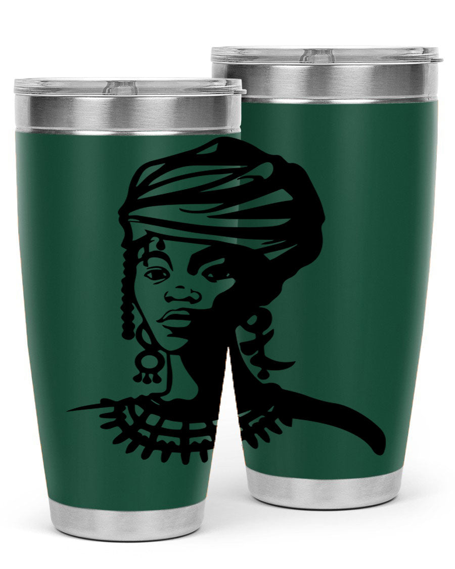 Black women - queen 53# tumbler featuring double wall vacuum stainless steel design, perfect for hot and cold beverages.