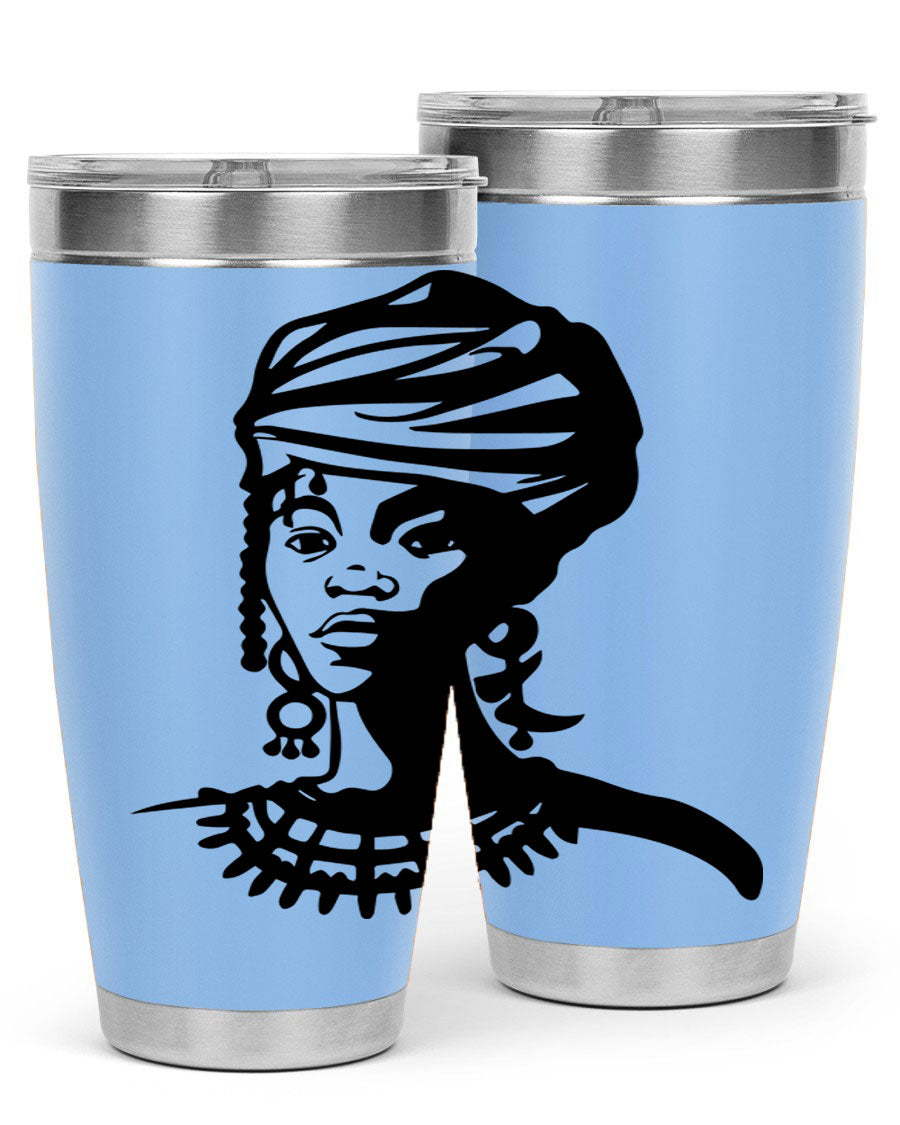 Black women - queen 53# tumbler featuring double wall vacuum stainless steel design, perfect for hot and cold beverages.