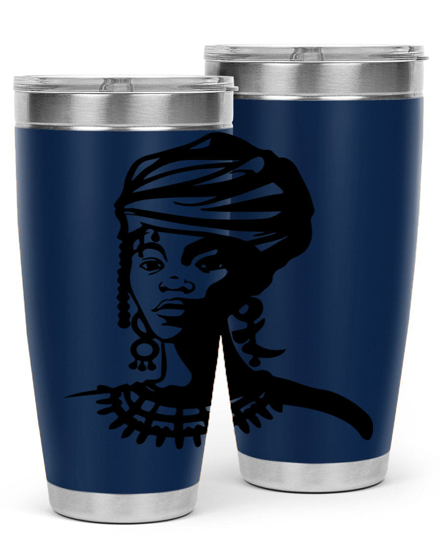 Black women - queen 53# tumbler featuring double wall vacuum stainless steel design, perfect for hot and cold beverages.