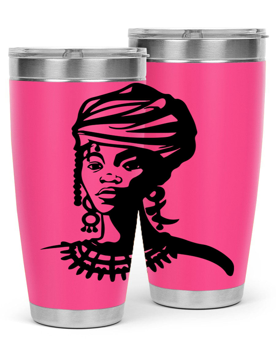 Black women - queen 53# tumbler featuring double wall vacuum stainless steel design, perfect for hot and cold beverages.