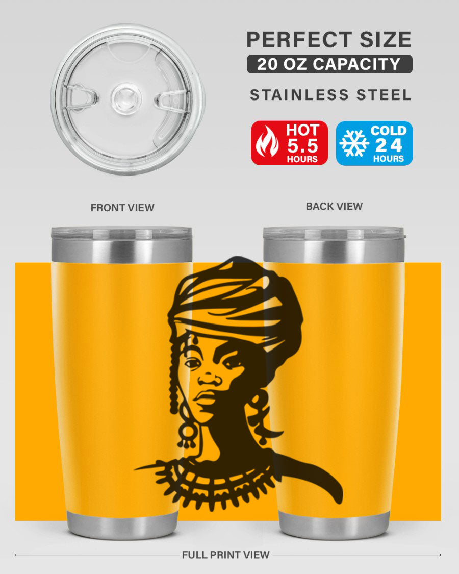 Black women - queen 53# tumbler featuring double wall vacuum stainless steel design, perfect for hot and cold beverages.