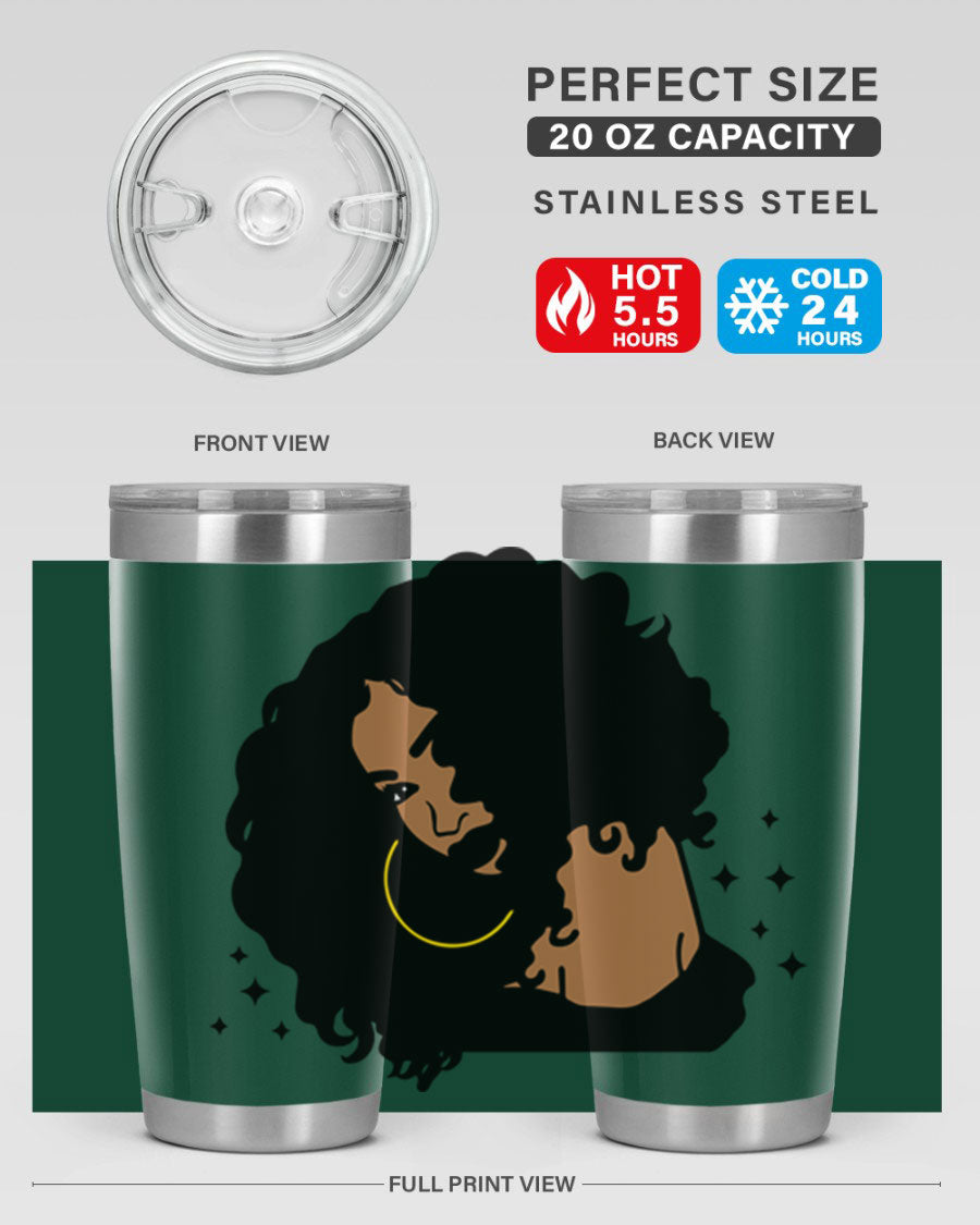 Black Women - Queen 54# Tumbler showcasing a stylish design with double wall vacuum insulation, perfect for hot and cold beverages.