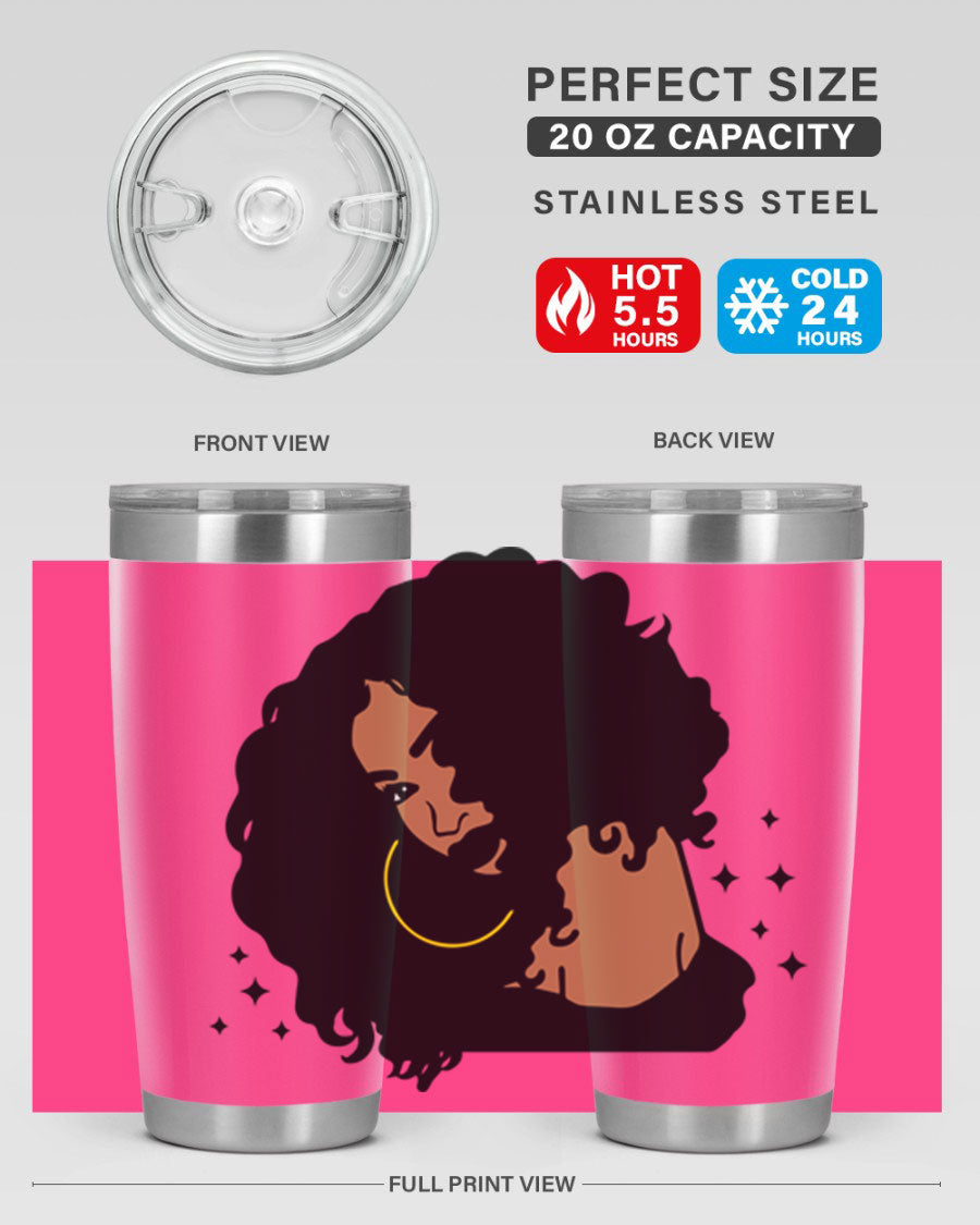 Black Women - Queen 54# Tumbler showcasing a stylish design with double wall vacuum insulation, perfect for hot and cold beverages.