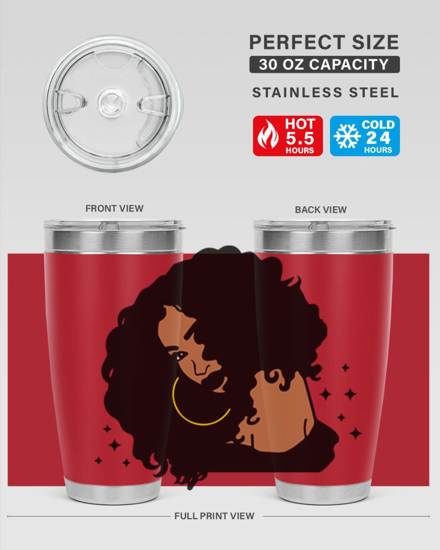 Black Women - Queen 54# Tumbler showcasing a stylish design with double wall vacuum insulation, perfect for hot and cold beverages.