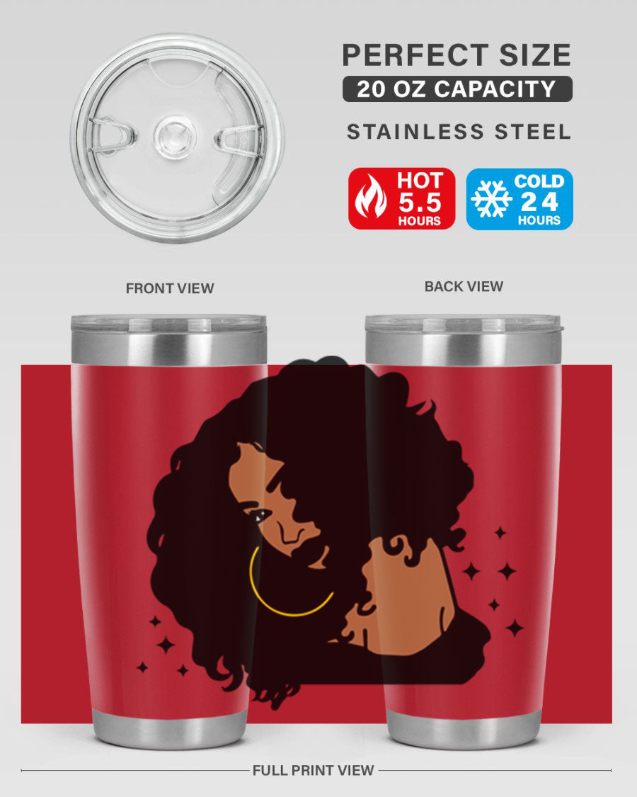 Black Women - Queen 54# Tumbler showcasing a stylish design with double wall vacuum insulation, perfect for hot and cold beverages.