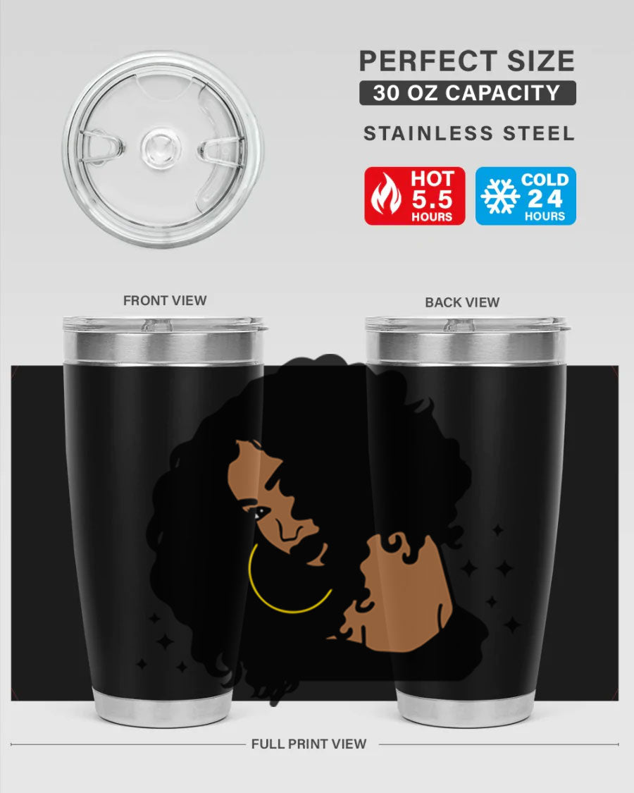 Black Women - Queen 54# Tumbler showcasing a stylish design with double wall vacuum insulation, perfect for hot and cold beverages.