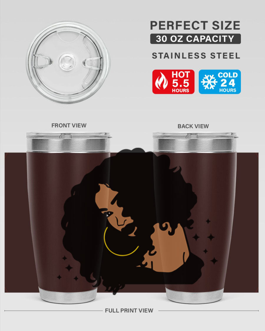 Black Women - Queen 54# Tumbler showcasing a stylish design with double wall vacuum insulation, perfect for hot and cold beverages.