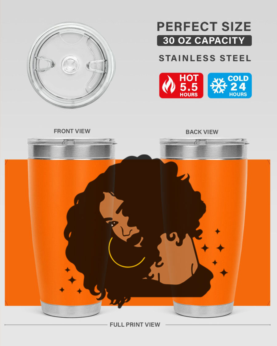 Black Women - Queen 54# Tumbler showcasing a stylish design with double wall vacuum insulation, perfect for hot and cold beverages.