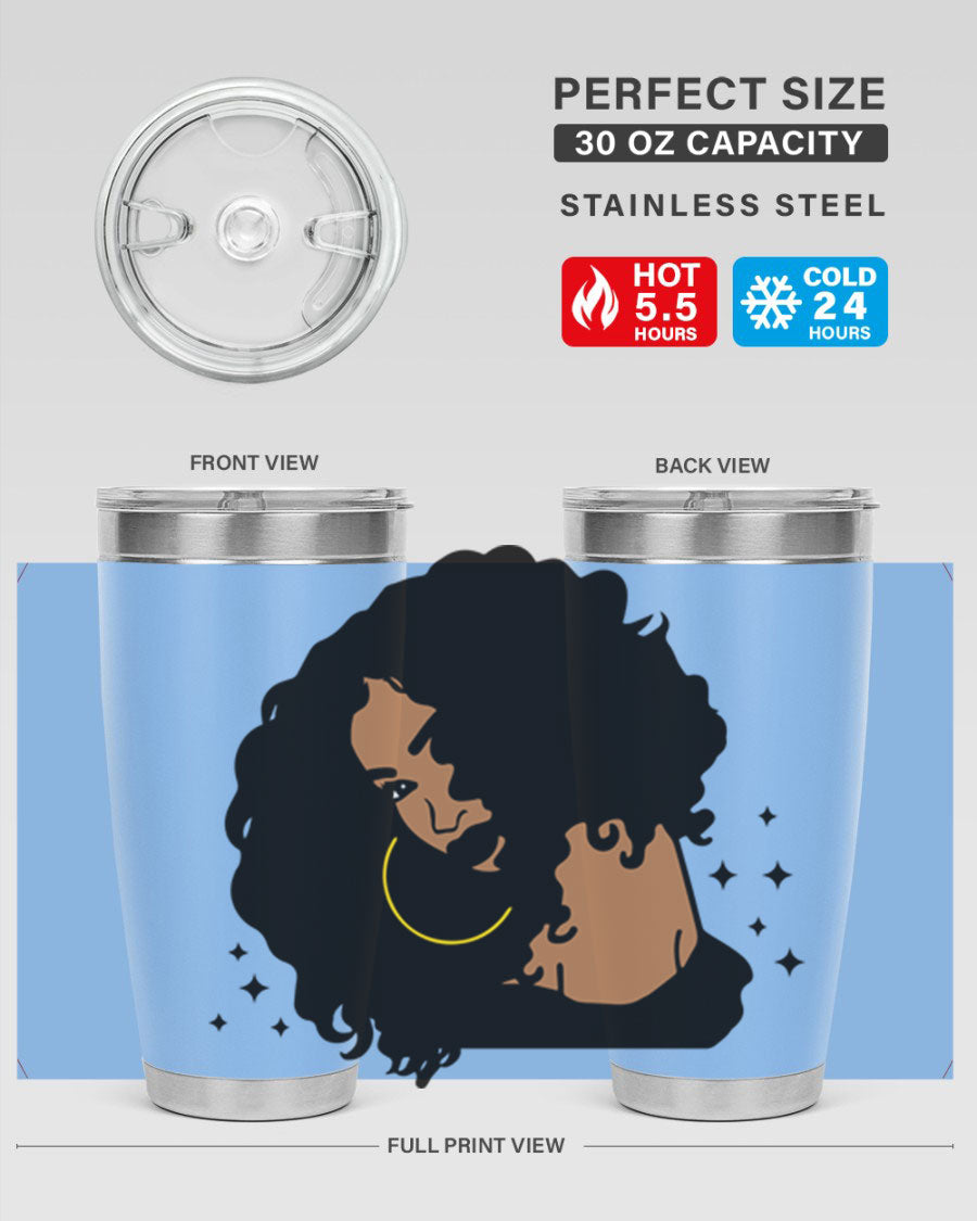 Black Women - Queen 54# Tumbler showcasing a stylish design with double wall vacuum insulation, perfect for hot and cold beverages.