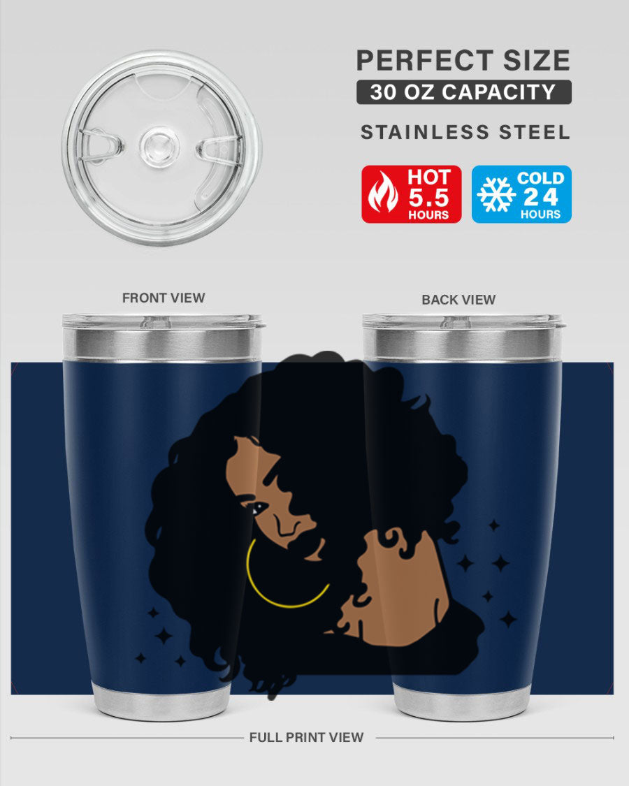 Black Women - Queen 54# Tumbler showcasing a stylish design with double wall vacuum insulation, perfect for hot and cold beverages.