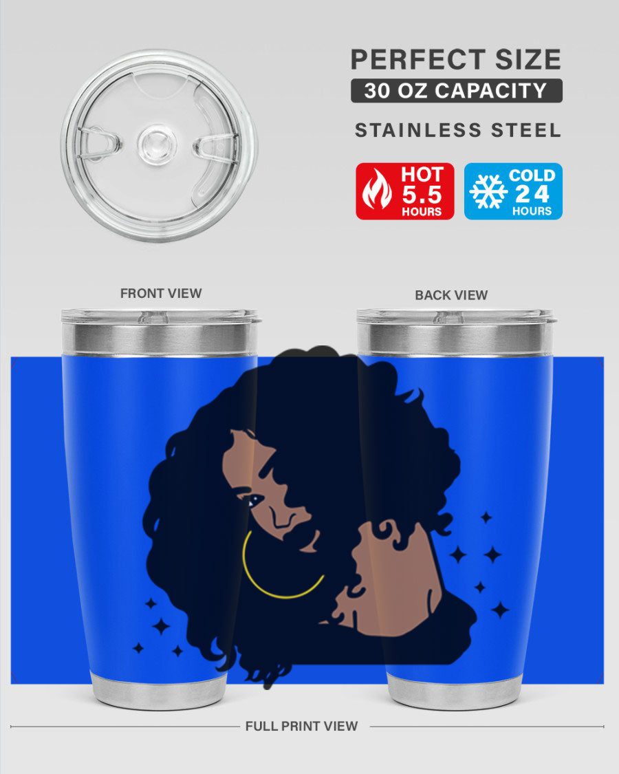 Black Women - Queen 54# Tumbler showcasing a stylish design with double wall vacuum insulation, perfect for hot and cold beverages.