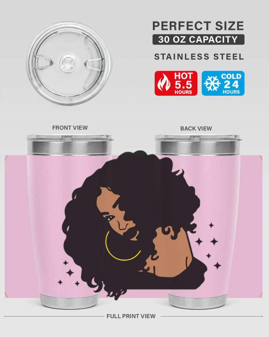 Black Women - Queen 54# Tumbler showcasing a stylish design with double wall vacuum insulation, perfect for hot and cold beverages.