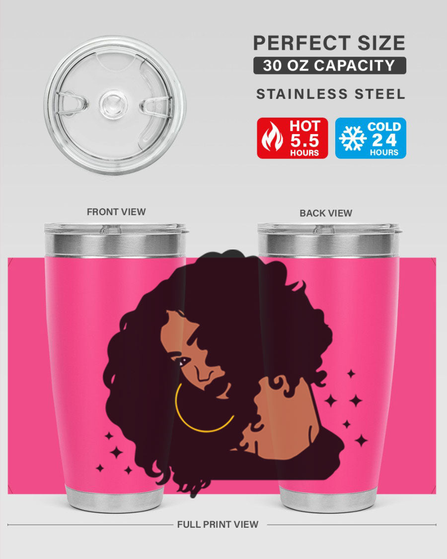 Black Women - Queen 54# Tumbler showcasing a stylish design with double wall vacuum insulation, perfect for hot and cold beverages.