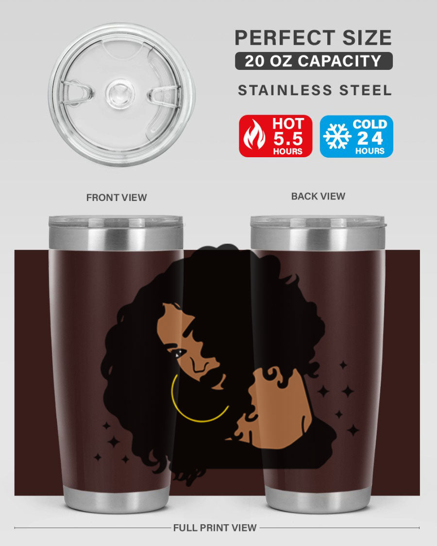 Black Women - Queen 54# Tumbler showcasing a stylish design with double wall vacuum insulation, perfect for hot and cold beverages.