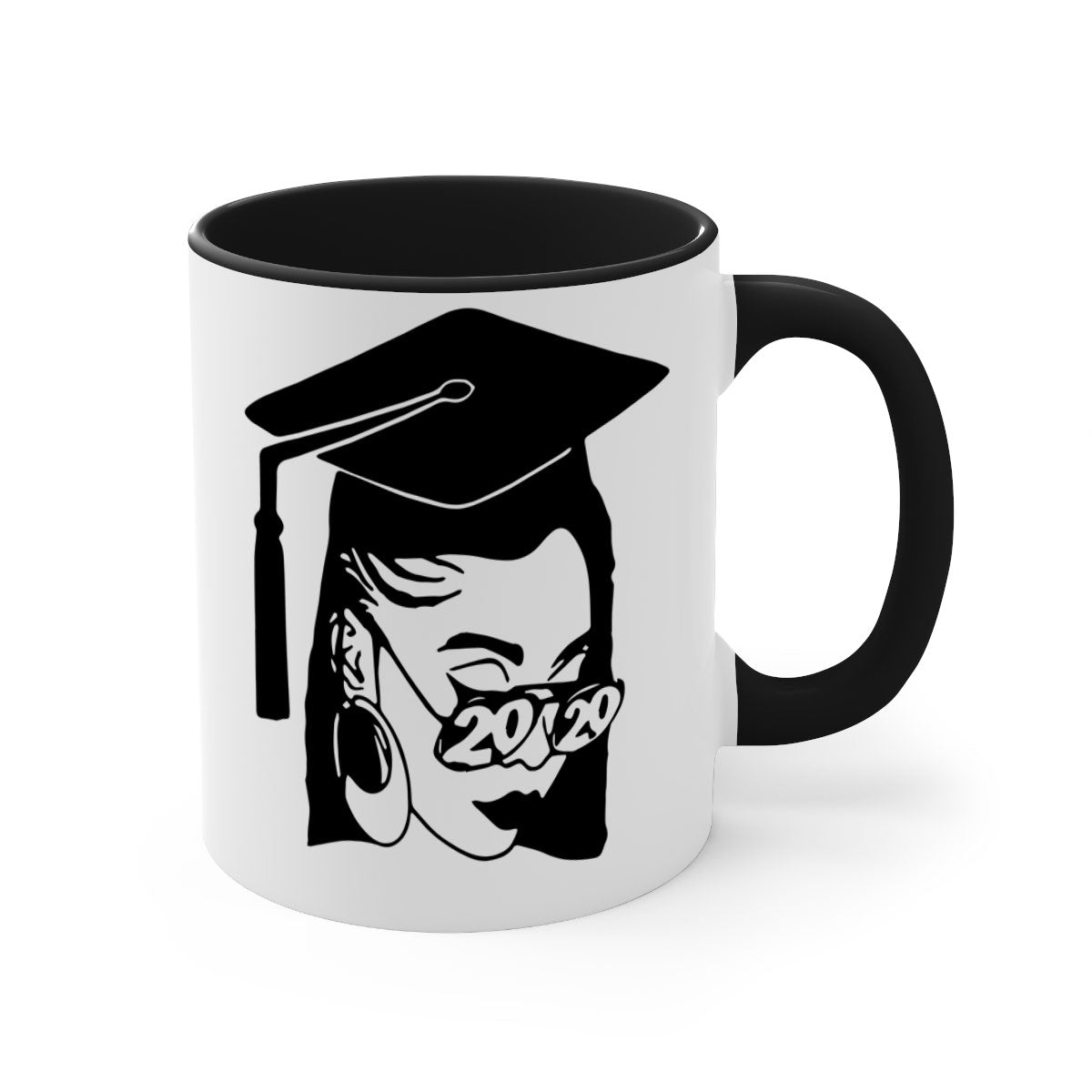 Black Women - Queen Mug featuring a two-tone design with a colored handle and glossy finish, perfect for coffee or tea.