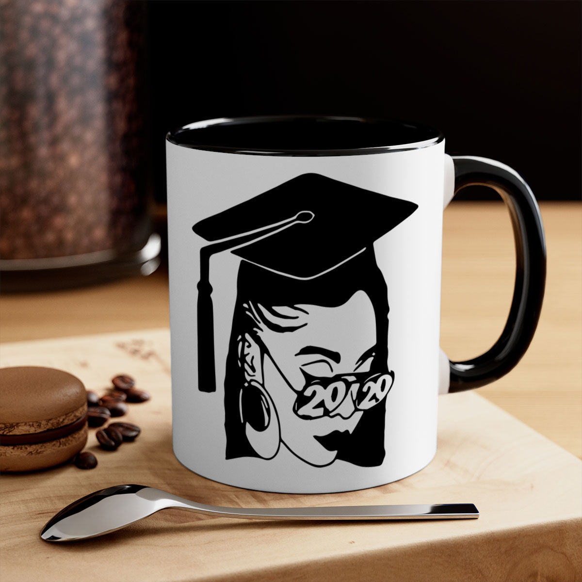 Black Women - Queen Mug featuring a two-tone design with a colored handle and glossy finish, perfect for coffee or tea.