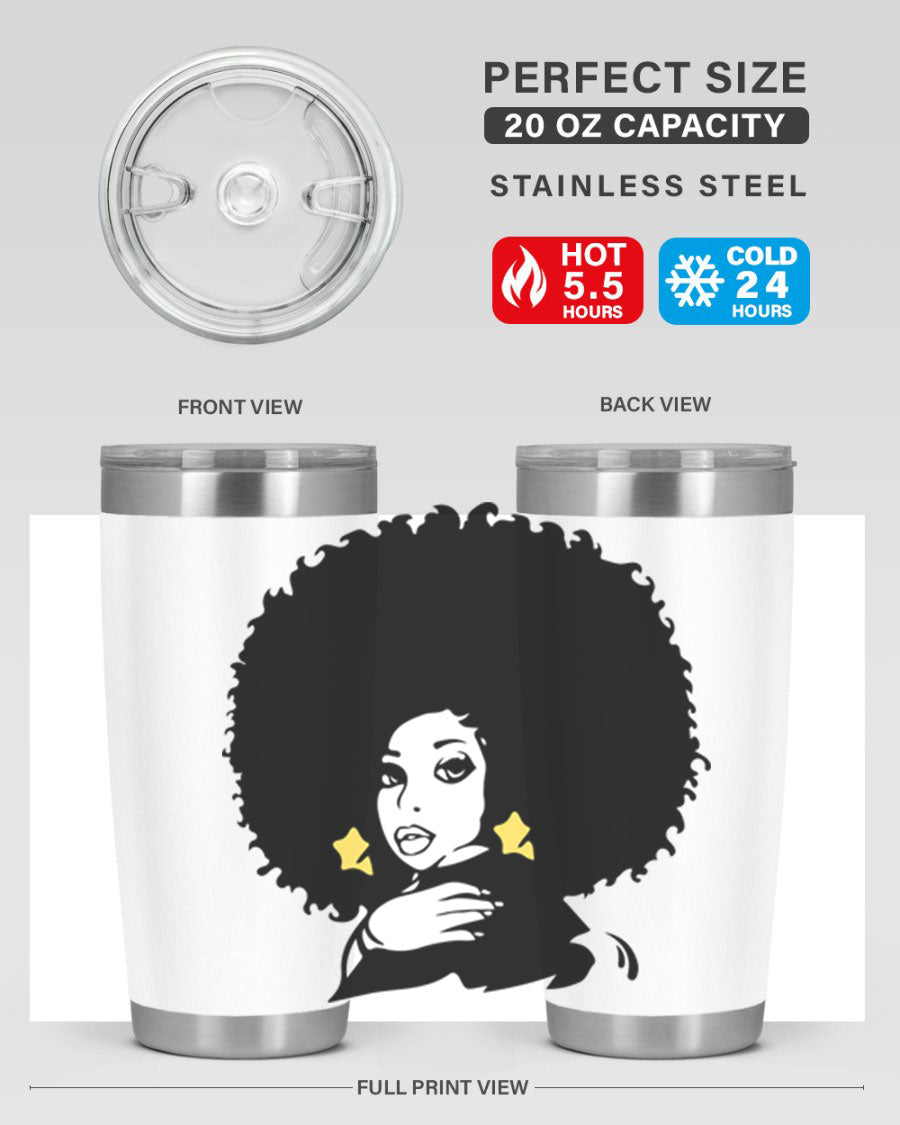 Black Women - Queen 20oz and 30oz tumblers featuring a stylish design, made from stainless steel with copper lining.