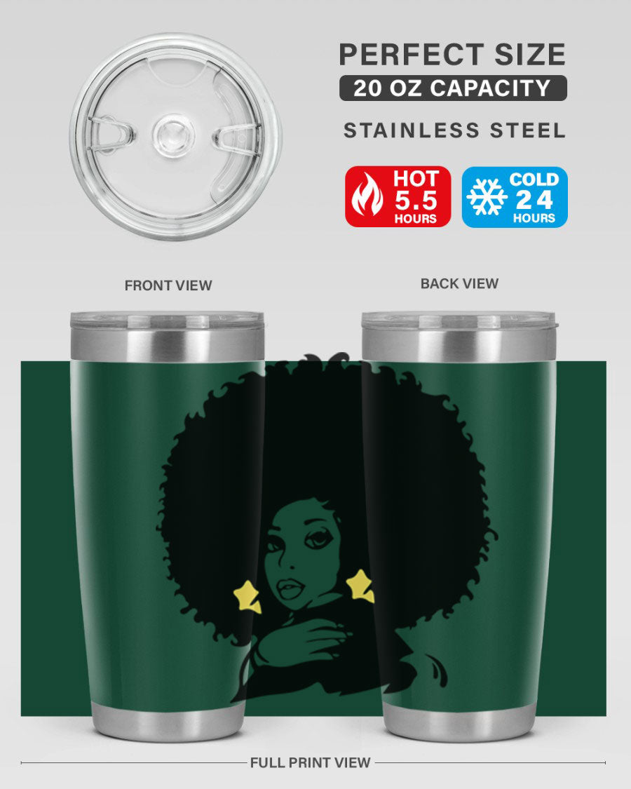 Black Women - Queen 20oz and 30oz tumblers featuring a stylish design, made from stainless steel with copper lining.