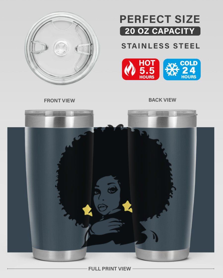 Black Women - Queen 20oz and 30oz tumblers featuring a stylish design, made from stainless steel with copper lining.