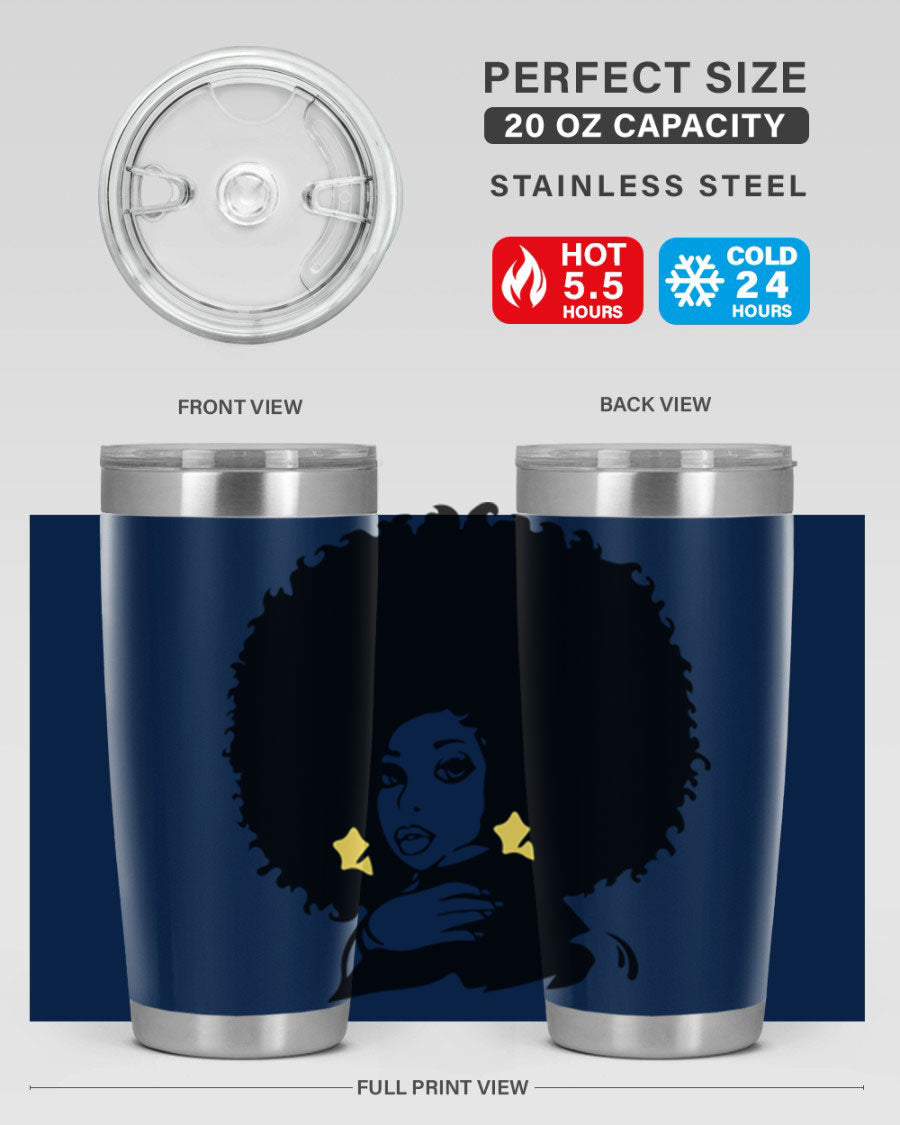 Black Women - Queen 20oz and 30oz tumblers featuring a stylish design, made from stainless steel with copper lining.