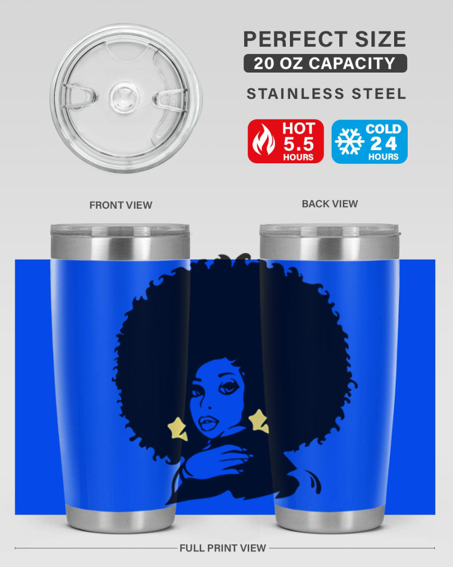 Black Women - Queen 20oz and 30oz tumblers featuring a stylish design, made from stainless steel with copper lining.