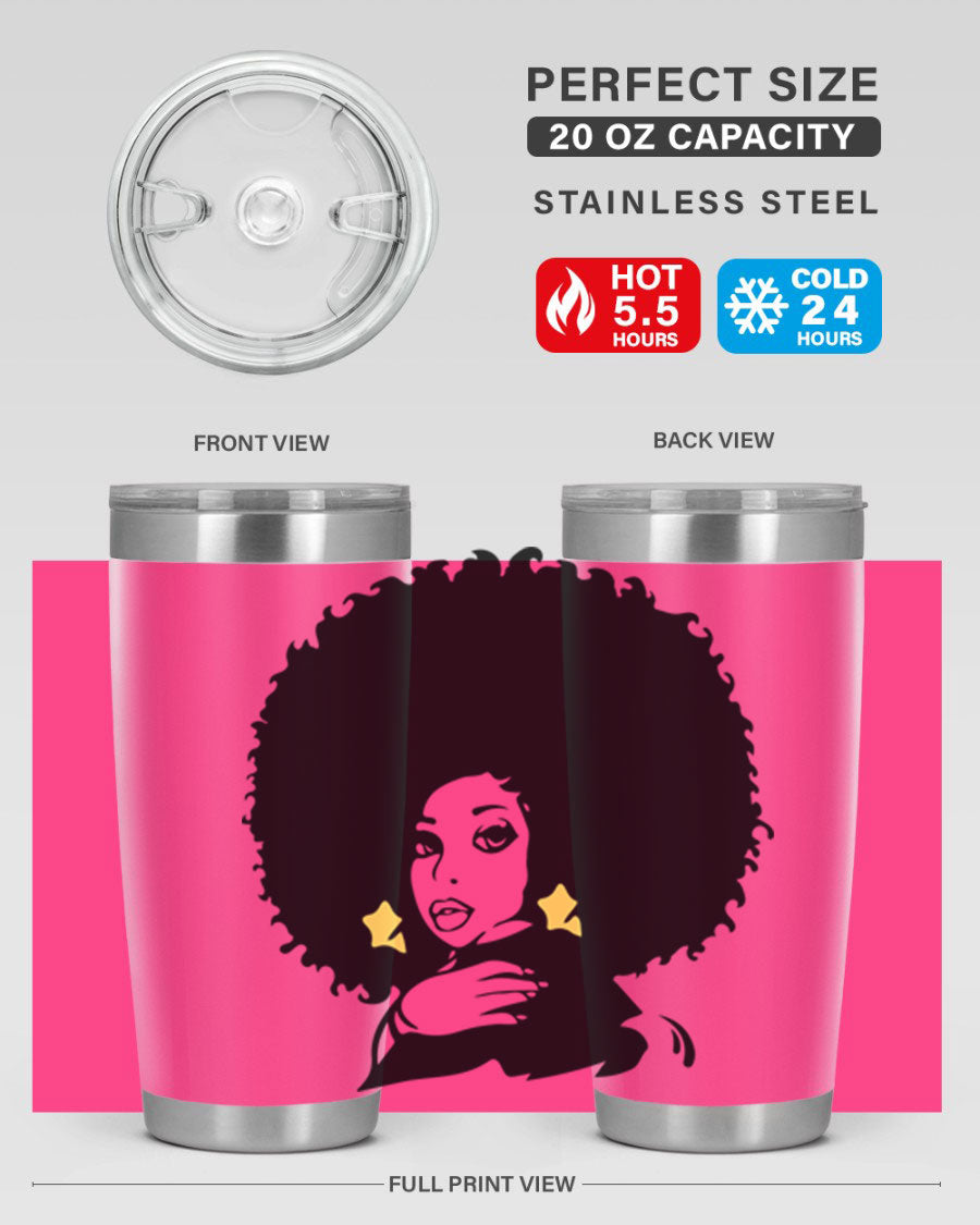 Black Women - Queen 20oz and 30oz tumblers featuring a stylish design, made from stainless steel with copper lining.