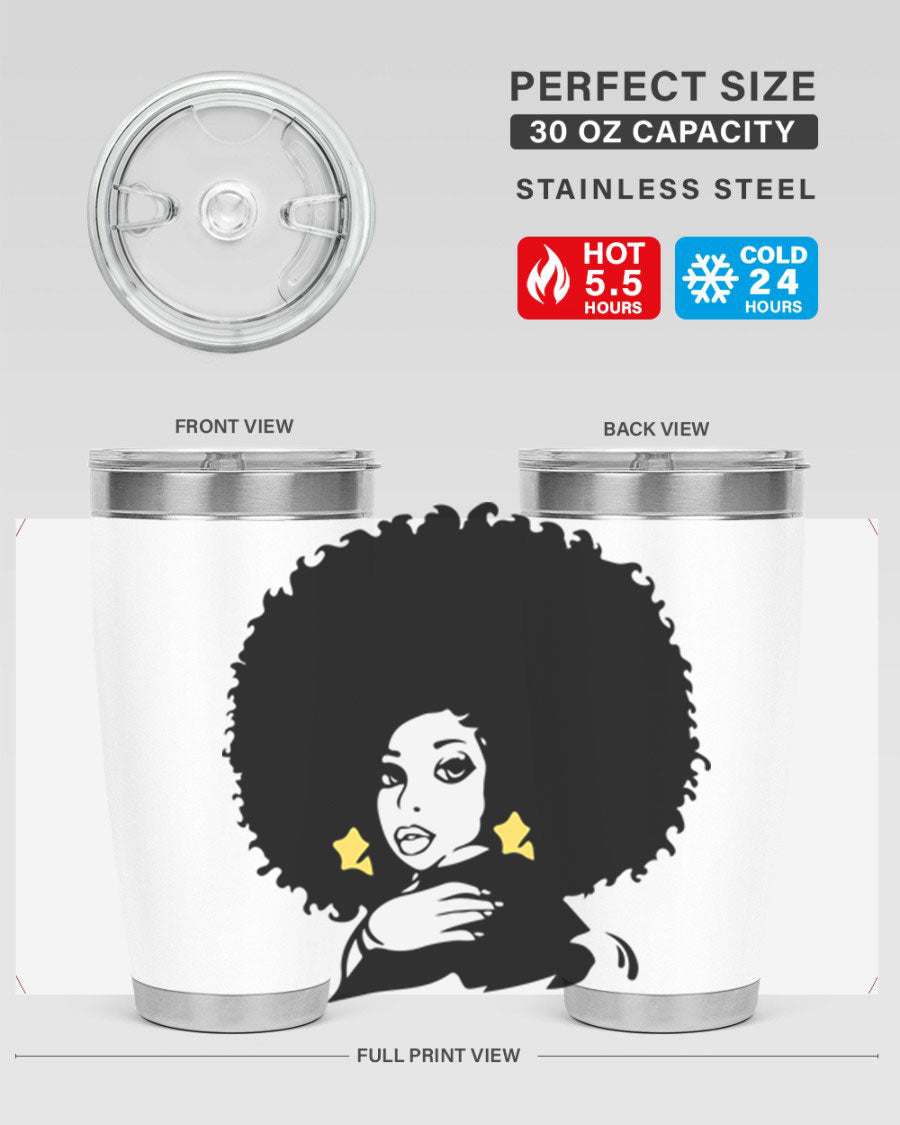 Black Women - Queen 20oz and 30oz tumblers featuring a stylish design, made from stainless steel with copper lining.