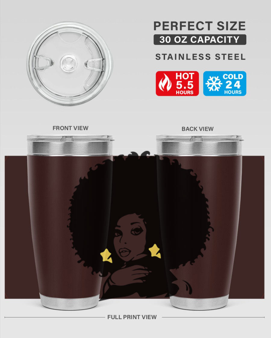 Black Women - Queen 20oz and 30oz tumblers featuring a stylish design, made from stainless steel with copper lining.