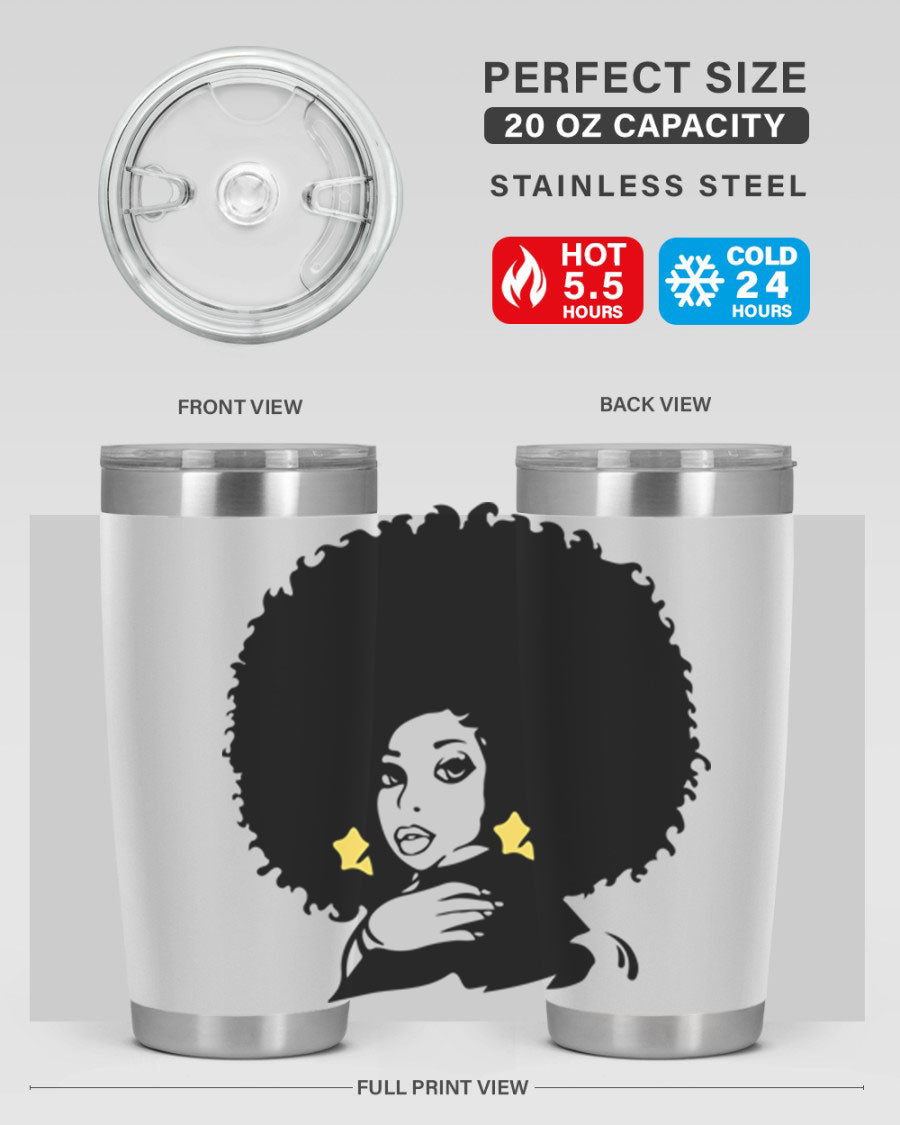 Black Women - Queen 20oz and 30oz tumblers featuring a stylish design, made from stainless steel with copper lining.