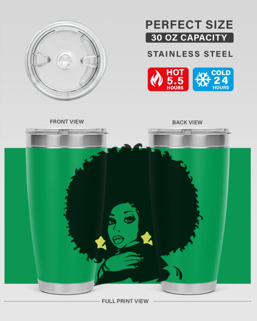 Black Women - Queen 20oz and 30oz tumblers featuring a stylish design, made from stainless steel with copper lining.