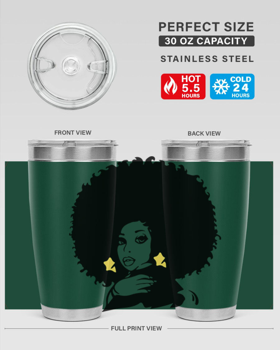 Black Women - Queen 20oz and 30oz tumblers featuring a stylish design, made from stainless steel with copper lining.