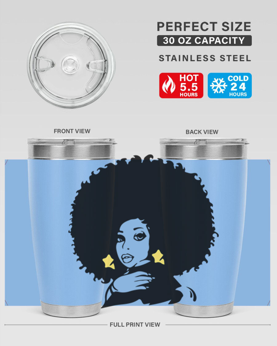 Black Women - Queen 20oz and 30oz tumblers featuring a stylish design, made from stainless steel with copper lining.