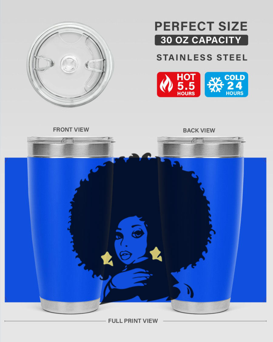 Black Women - Queen 20oz and 30oz tumblers featuring a stylish design, made from stainless steel with copper lining.