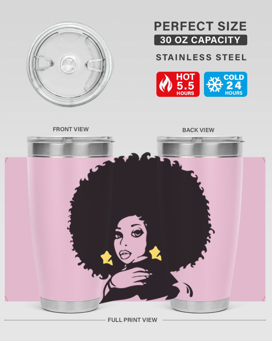 Black Women - Queen 20oz and 30oz tumblers featuring a stylish design, made from stainless steel with copper lining.