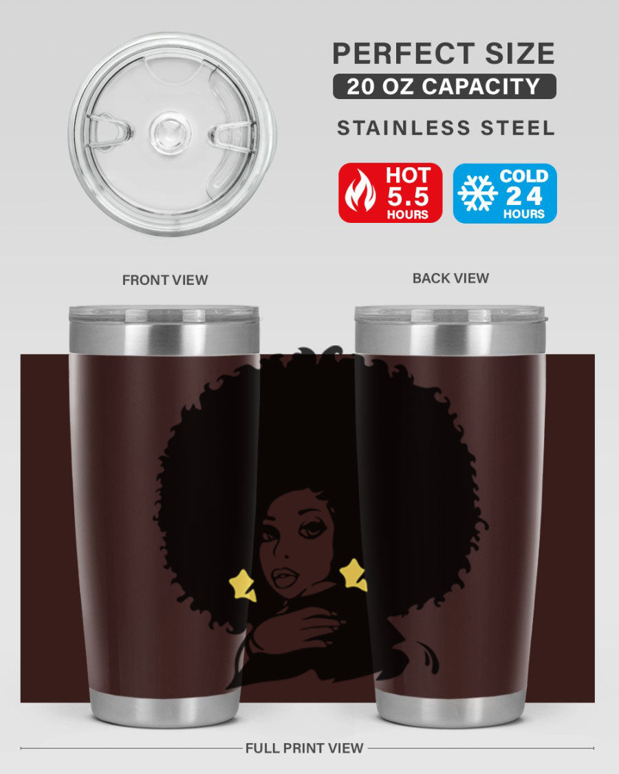 Black Women - Queen 20oz and 30oz tumblers featuring a stylish design, made from stainless steel with copper lining.