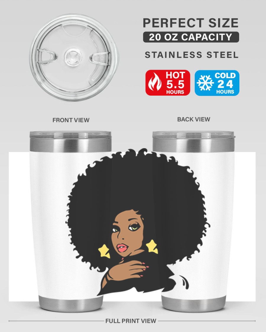 Black Women - Queen 58# Tumbler showcasing a stylish design with double wall vacuum stainless steel and a vibrant print celebrating black women.