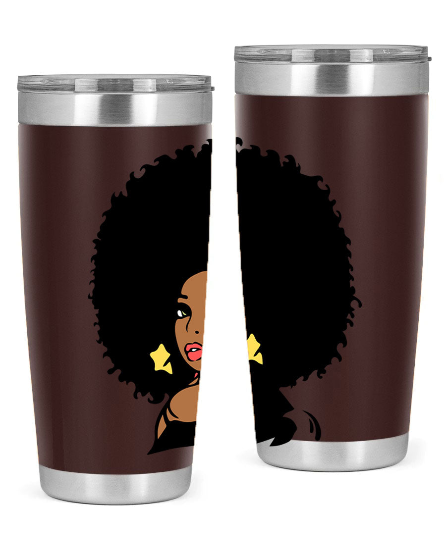 Black Women - Queen 58# Tumbler showcasing a stylish design with double wall vacuum stainless steel and a vibrant print celebrating black women.